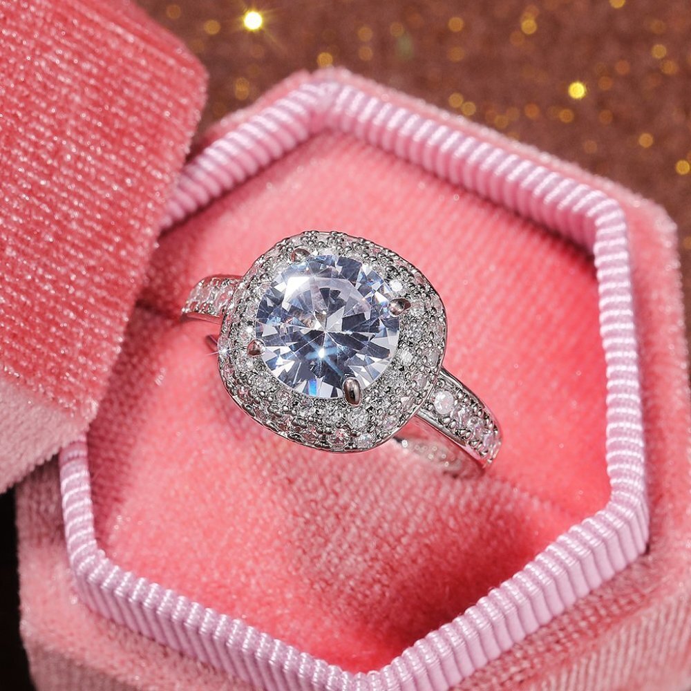 😍Dainty Beautiful Classic Silver Plated Wedding/Engagement Ring for Women, L014 - Picture 7 of 9